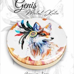 tilki desenli geniş metal kutu