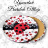 uğur böceği desenli yuvarlak bardakaltı