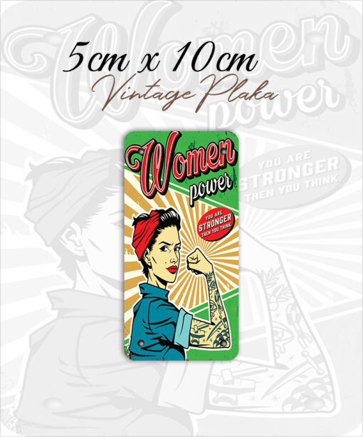 women power vintage metal küçük magnet plaka