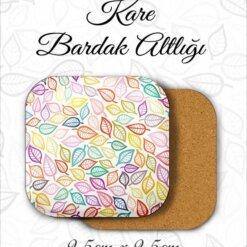 yaprak desenli metal kare bardakaltı