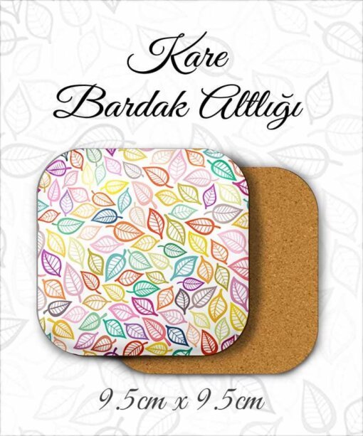 yaprak desenli metal kare bardakaltı