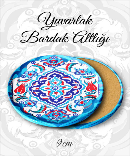 çini desenli yuvarlak bardakaltı