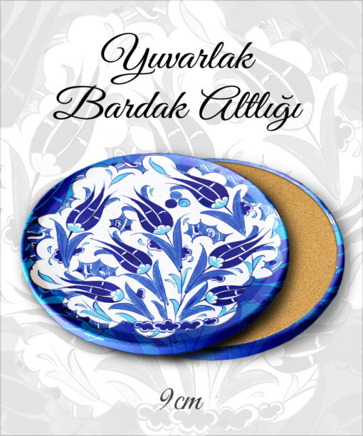 çini desenli yuvarlak bardakaltı