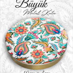 çiçek desenli büyük metal kutu