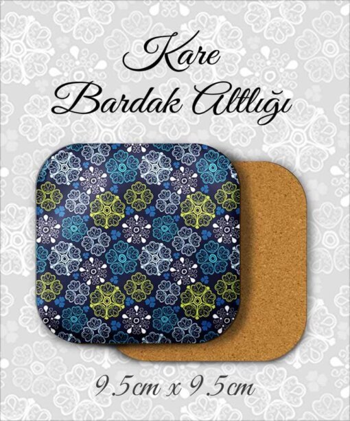 çiçek desenli metal kare bardakaltı