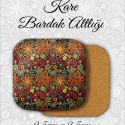 çiçek desenli metal kare bardakaltı