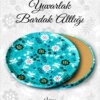 çiçek desenli yuvarlak bardakaltı