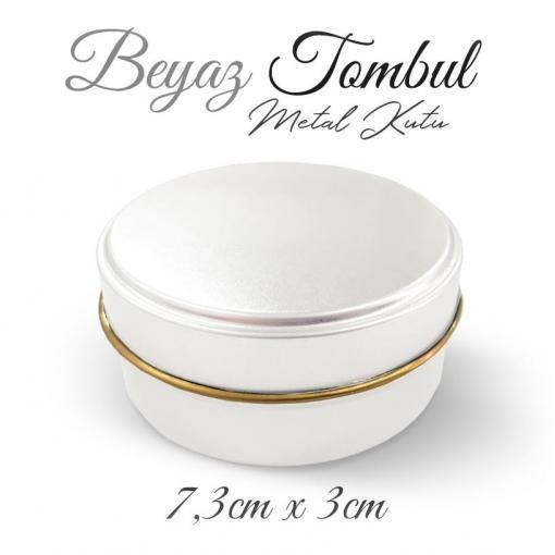 Beyaz tombul metal kutu
