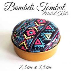 Mandala Desenli Bombeli Metal Kutu