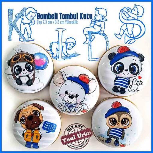 kids erkek çocuk mavi tombul metal kutu
