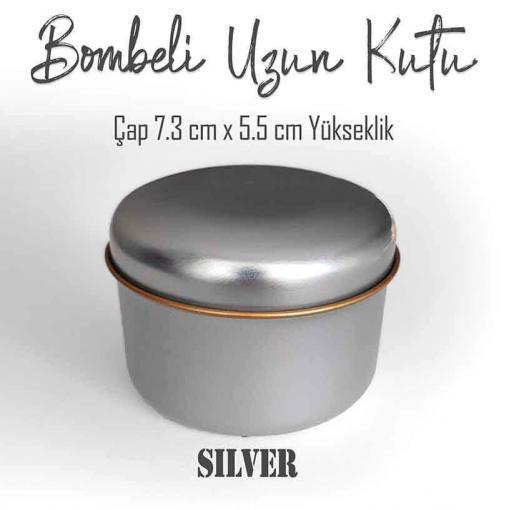 silver renkli bombeli uzun metal kutu