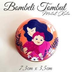anne&çocuk desenl bombeli metal kutu