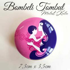 anne&çocuk desenli bombeli metal kutu