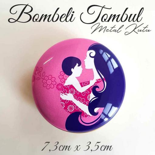 anne&çocuk desenli bombeli metal kutu