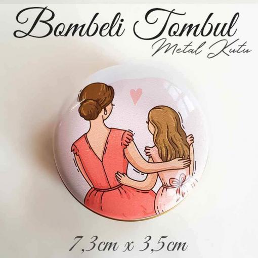 anne&çocuk desenli bombeli metal kutu