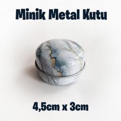 Marble Desenli Minik Metal Kutu