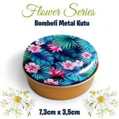 Çiçek Desenli Bombeli Metal Kutu