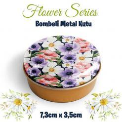 Çiçek Desenli Bombeli Metal Kutu