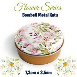 Çiçek Desenli Bombeli Metal Kutu