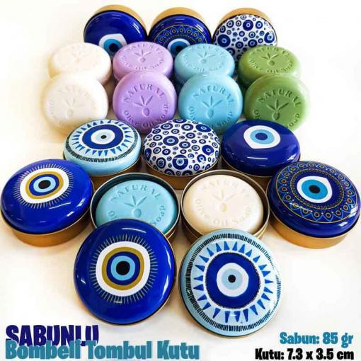 sabunlu nazar boncuğu desenli metal kutu