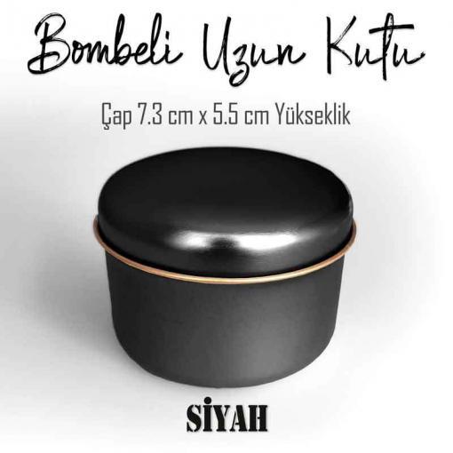 siyah renkli uzun bombeli metal kutu