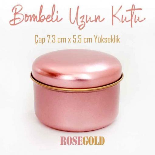 rose renkli uzun bombeli metal kutu
