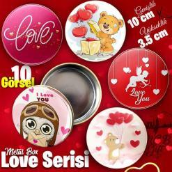 Love Desenli Büyük Metal Kutu (1 Koli=100 adet)