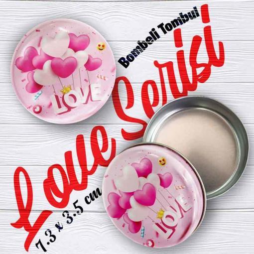 love desenli bombeli metal kutu