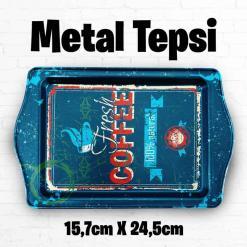 Coffee Desenli Metal Tepsi
