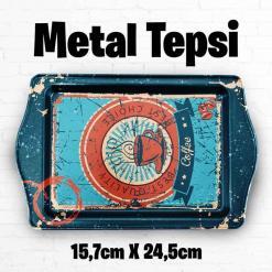 Coffee Desenli Metal Tepsi