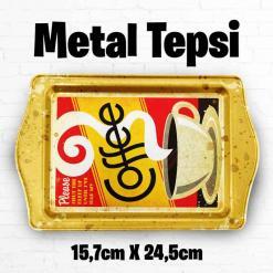 Coffee Desenli Metal Tepsi