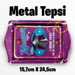 Vintage Desenli Metal Tepsi