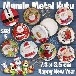 Mumlu Yeni Yıl Seri 5 Bombeli Metal Kutu