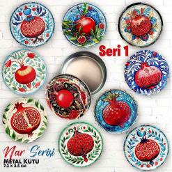 Nar Desenli Seri 1 Bombeli Metal Kutu (1 Koli=100 adet)