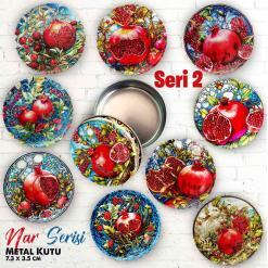Nar Desenli Seri 2 Bombeli Metal Kutu (1 Koli=100 adet)