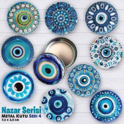 Nazar Seri 4 Bombeli Metal Kutu (1 Koli=100 adet)